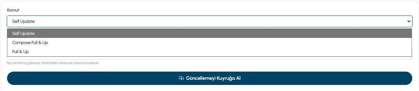 Komut Seçici Açılır Menüsü