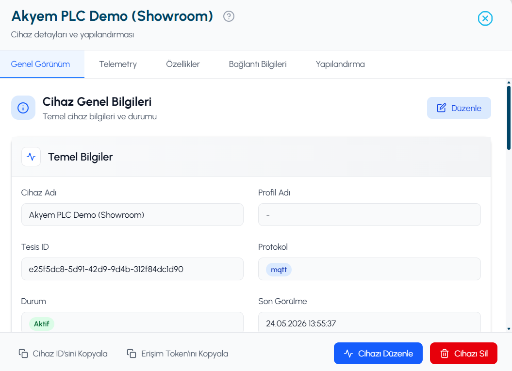 Genel cihaz bilgileri