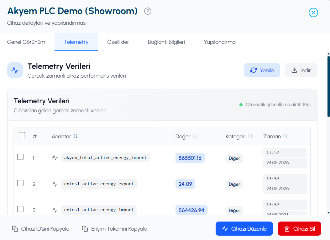 Telemetry takip ekranı