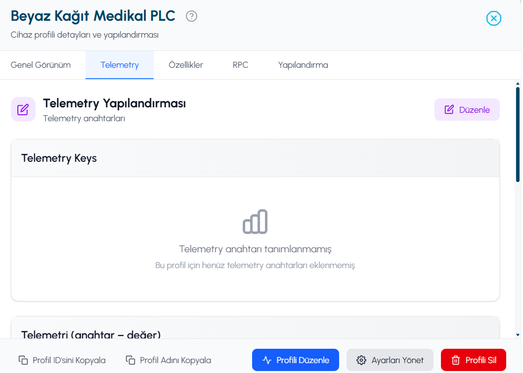 Telemetry anahtarları