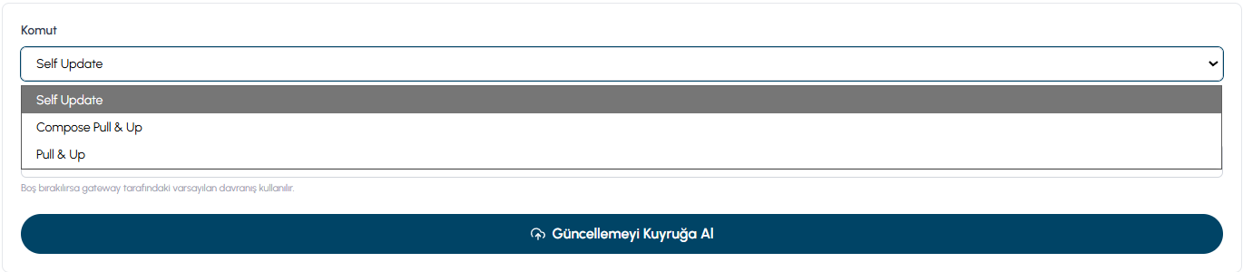 Komut Seçici Açılır Menüsü